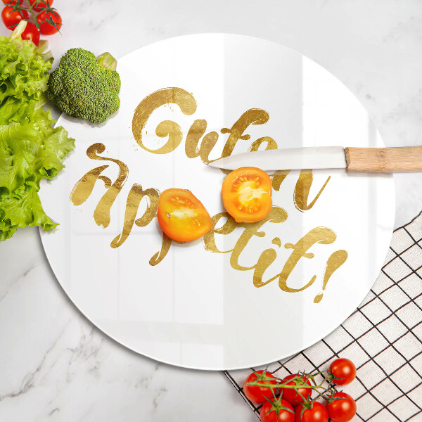 Skärbräda glas unik Inskriptionen Guten Appetit!