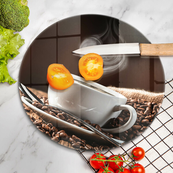 Skärbräda glas unik Kaffe och en kopp