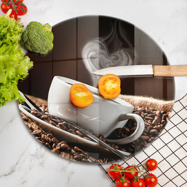 Skärbräda glas unik Kaffe och en kopp