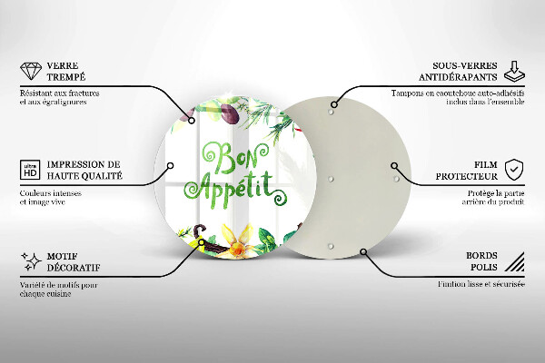 Skärbräda glas unik Bon Appetit inskription