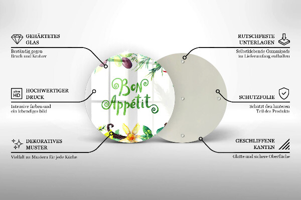 Skärbräda glas unik Bon Appetit inskription