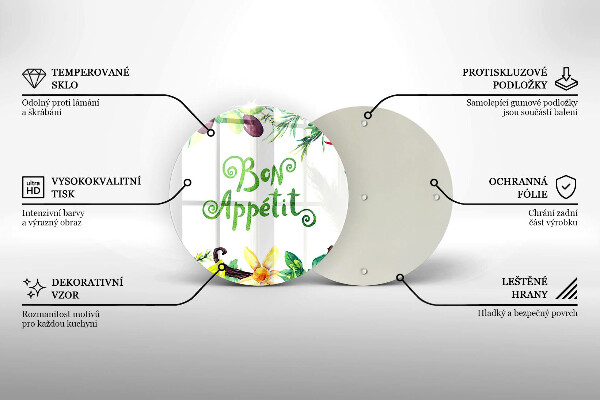 Skärbräda glas unik Bon Appetit inskription