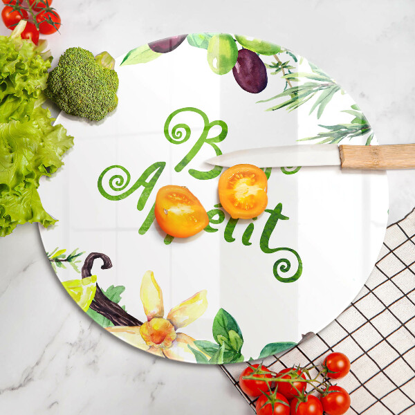 Skärbräda glas unik Bon Appetit inskription