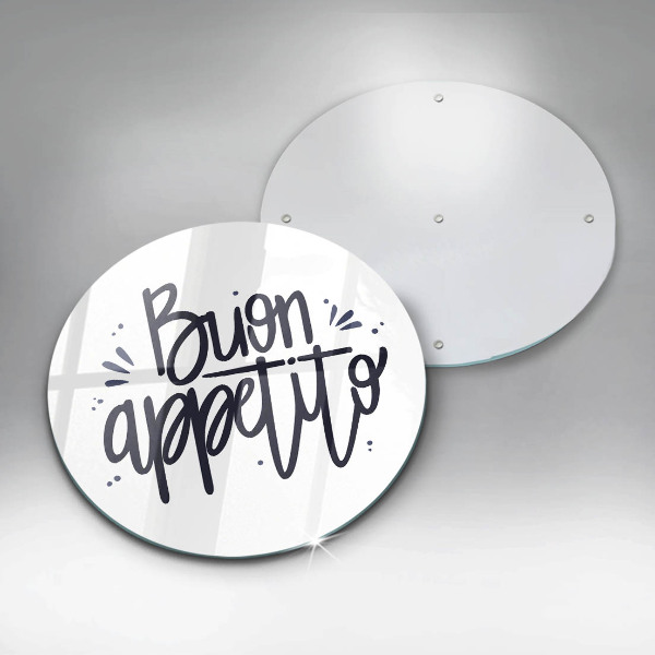Skärbräda glas unik Buon Appetito inskription