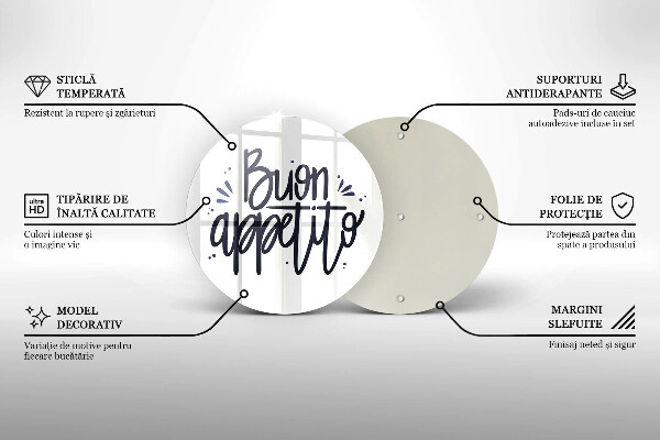 Skärbräda glas unik Buon Appetito inskription