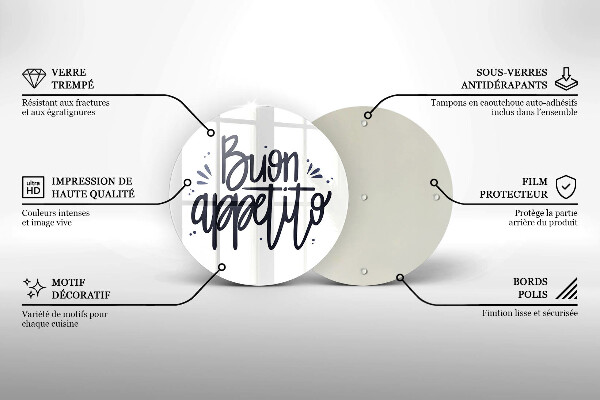 Skärbräda glas unik Buon Appetito inskription