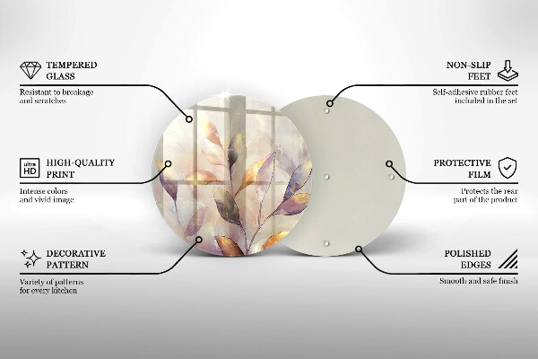 Skärbräda glas unik Målade boho löv