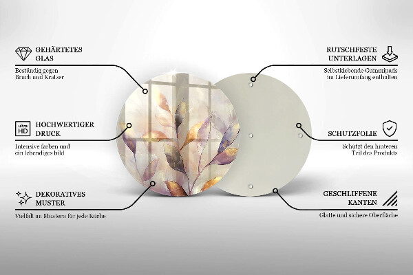 Skärbräda glas unik Målade boho löv