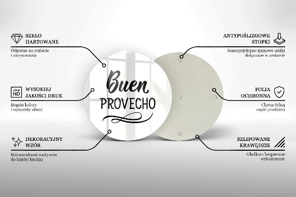 Skärbräda glas unik Inskriptionen Buen provecho