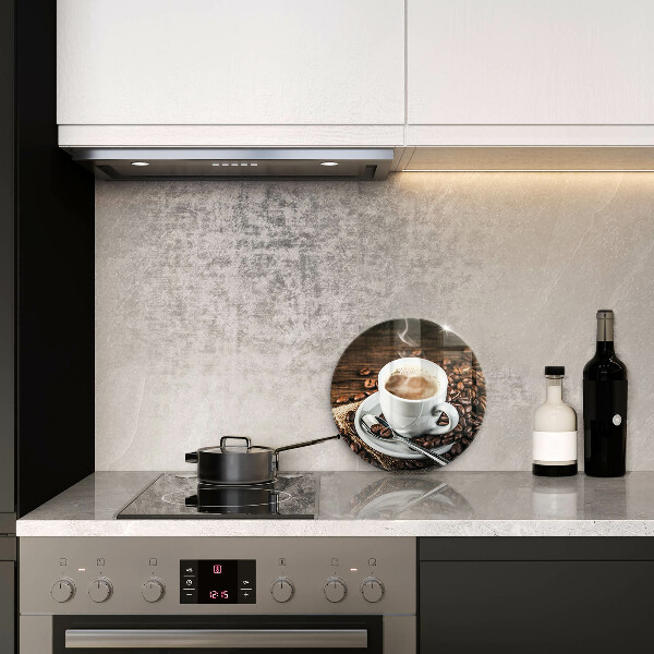 Skärbräda glas unik Kopp och kaffebönor