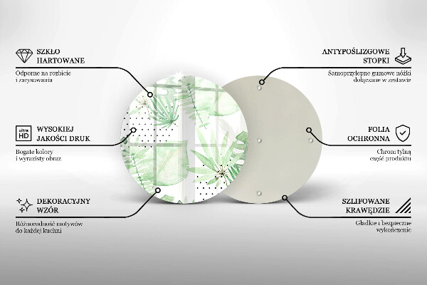 Skärbräda glas unik Akvarell blad