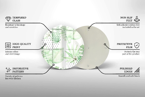 Skärbräda glas unik Akvarell blad
