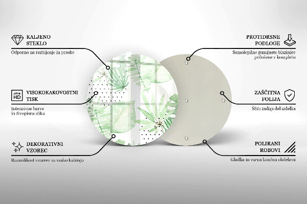 Skärbräda glas unik Akvarell blad