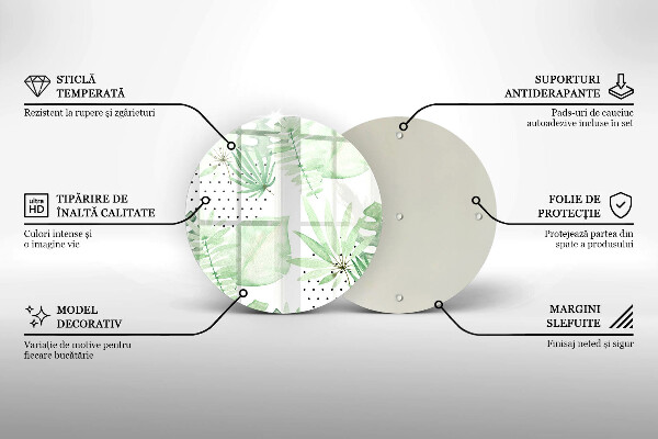 Skärbräda glas unik Akvarell blad