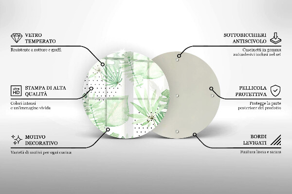 Skärbräda glas unik Akvarell blad