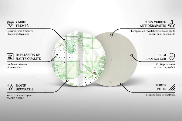 Skärbräda glas unik Akvarell blad