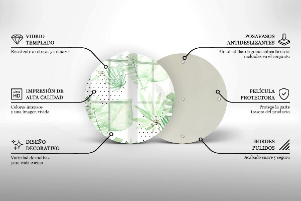 Skärbräda glas unik Akvarell blad