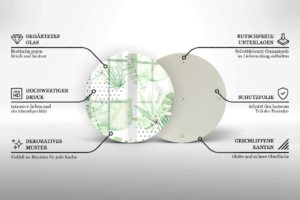Skärbräda glas unik Akvarell blad