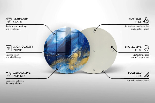 Skärbräda glas unik Blå marmor och guld