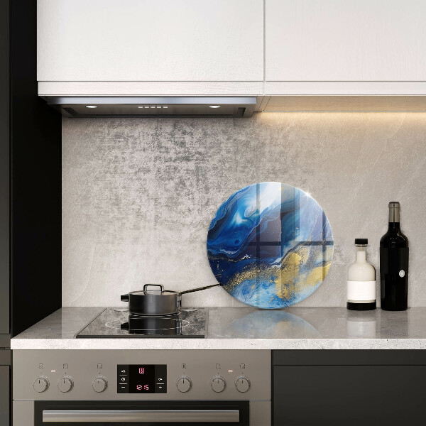 Skärbräda glas unik Blå marmor och guld