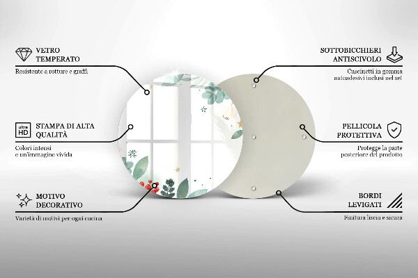 Skärbräda glas unik Akvarell blad