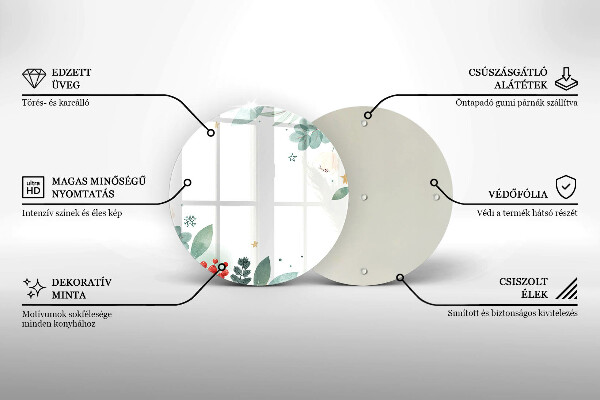 Skärbräda glas unik Akvarell blad