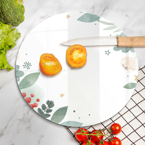 Skärbräda glas unik Akvarell blad