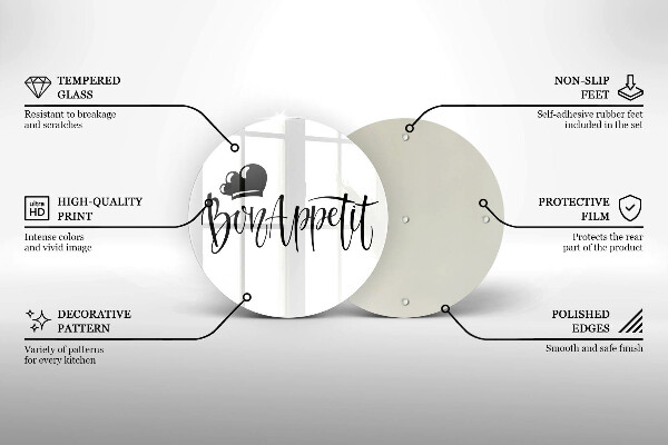 Skärbräda glas unik Bon Appetit inskription