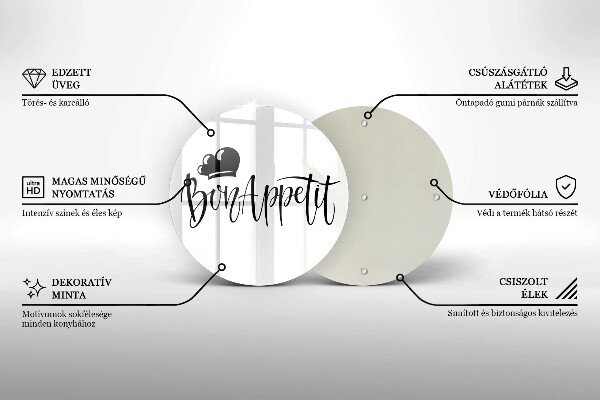 Skärbräda glas unik Bon Appetit inskription