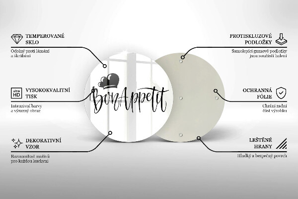 Skärbräda glas unik Bon Appetit inskription