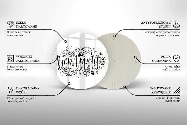 Skärbräda glas unik Bon Appetit inskription