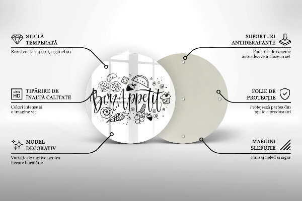 Skärbräda glas unik Bon Appetit inskription