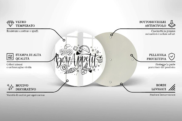 Skärbräda glas unik Bon Appetit inskription