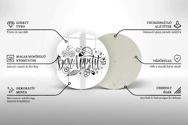 Skärbräda glas unik Bon Appetit inskription