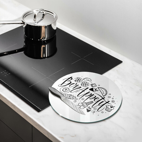 Skärbräda glas unik Bon Appetit inskription