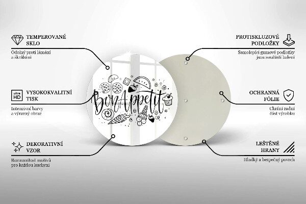 Skärbräda glas unik Bon Appetit inskription