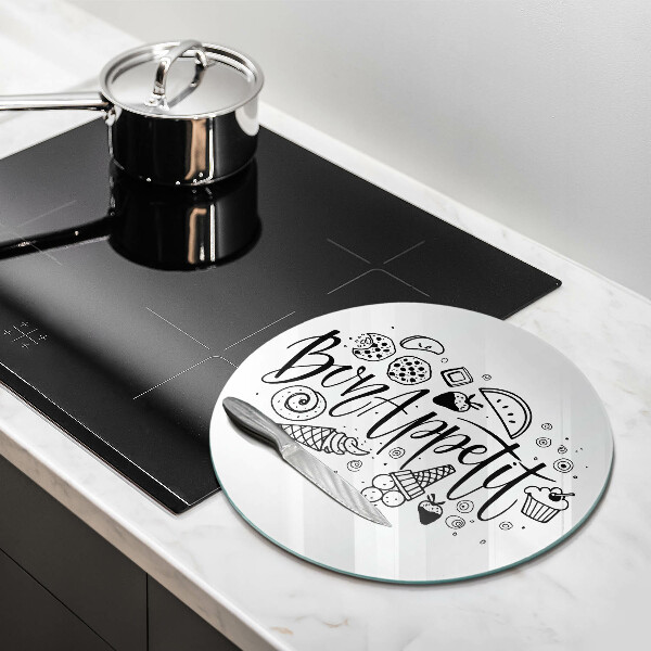 Skärbräda glas unik Bon Appetit inskription