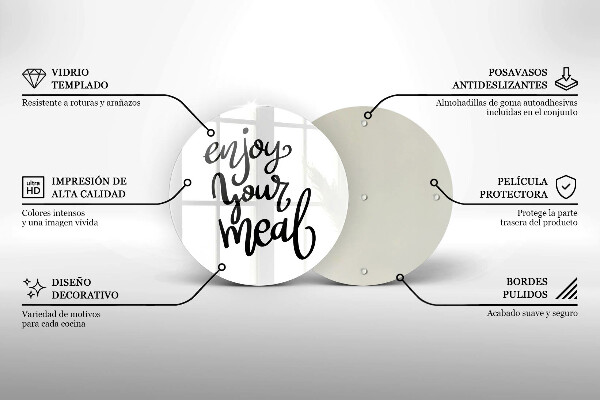 Skärbräda glas unik Inskription Njut av din måltid