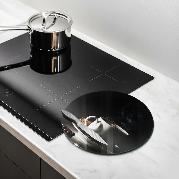 Skärbräda glas unik En kopp varmt kaffe