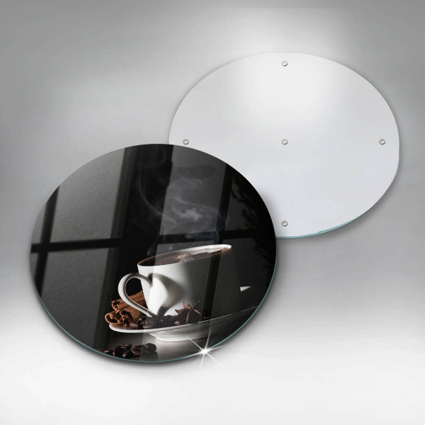 Skärbräda glas unik En kopp varmt kaffe