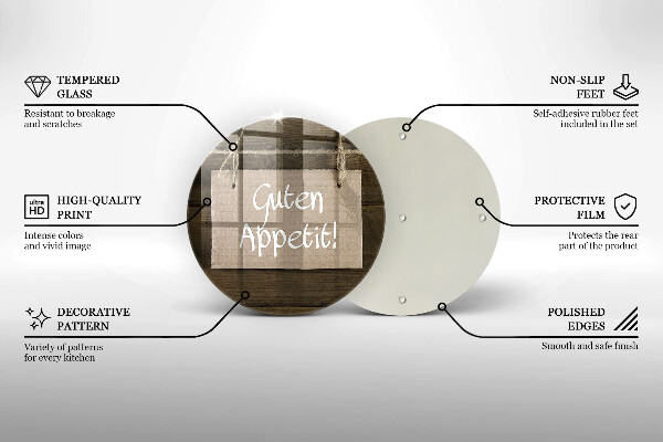 Skärbräda glas unik Guten Apetit inskription på tavlor