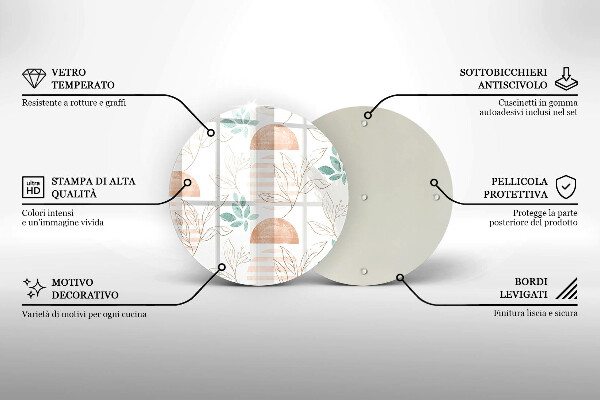 Skärbräda glas unik Boho löv mönster