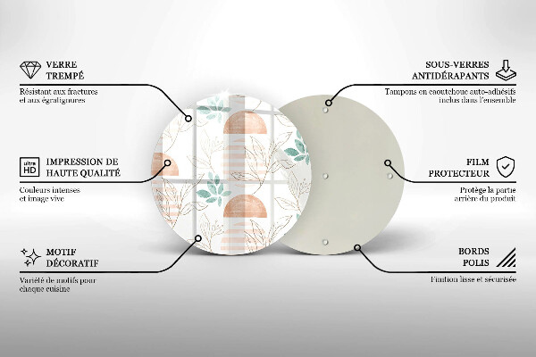 Skärbräda glas unik Boho löv mönster