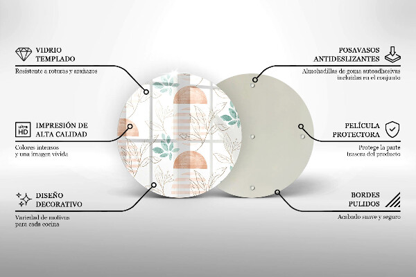 Skärbräda glas unik Boho löv mönster