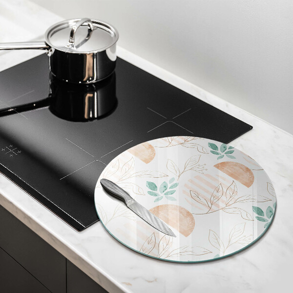 Skärbräda glas unik Boho löv mönster