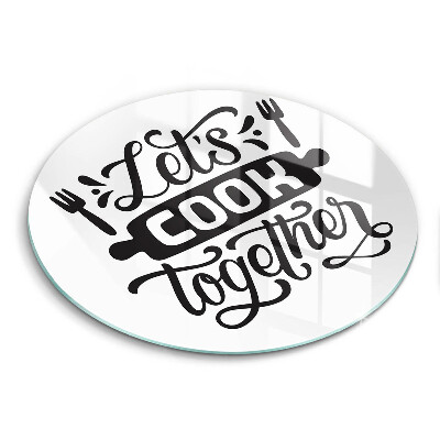 Skärbräda glas unik Inskriptionen Låt oss laga mat tillsammans
