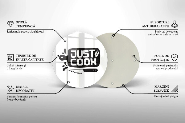Skärbräda glas unik Köksinskription Bara laga mat