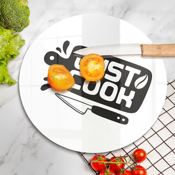 Skärbräda glas unik Köksinskription Bara laga mat