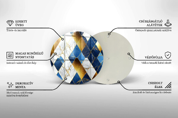 Skärbräda glas unik Gyllene marmor romber