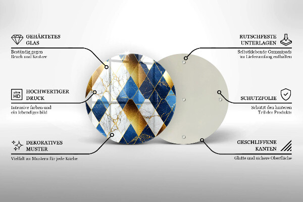 Skärbräda glas unik Gyllene marmor romber